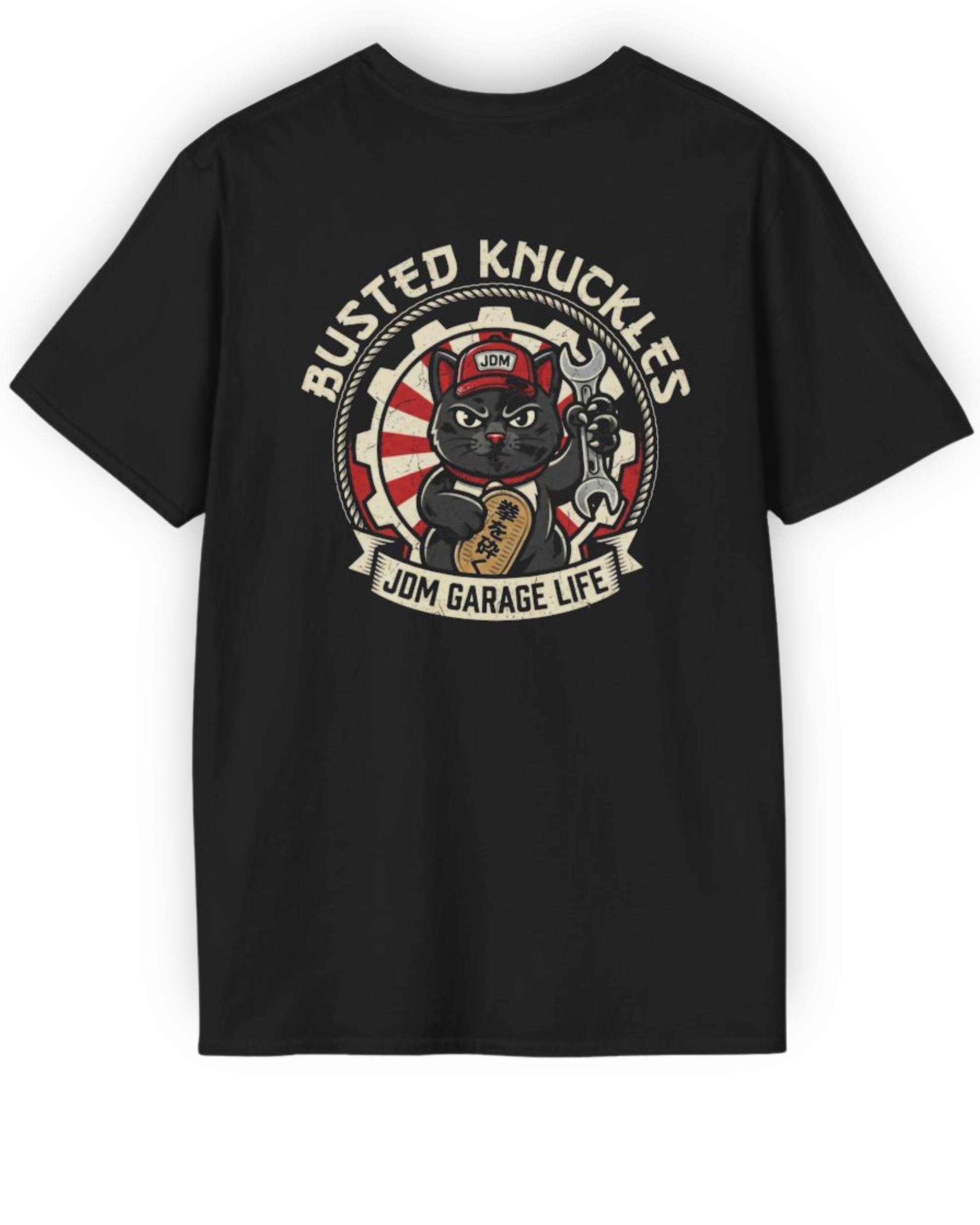 JDM Garage Cat Tee | Lucky Mechanic Streetwear Shirt Tuning Techniques