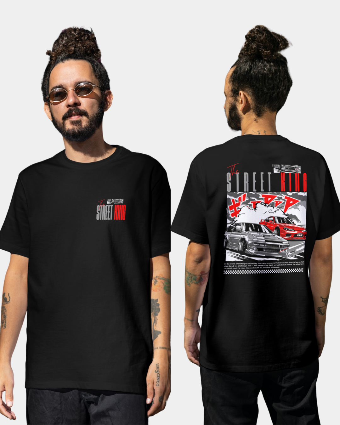 Street King Drift T-Shirt | JDM Drift Car Tee | Front & Back Print Racing Shirt