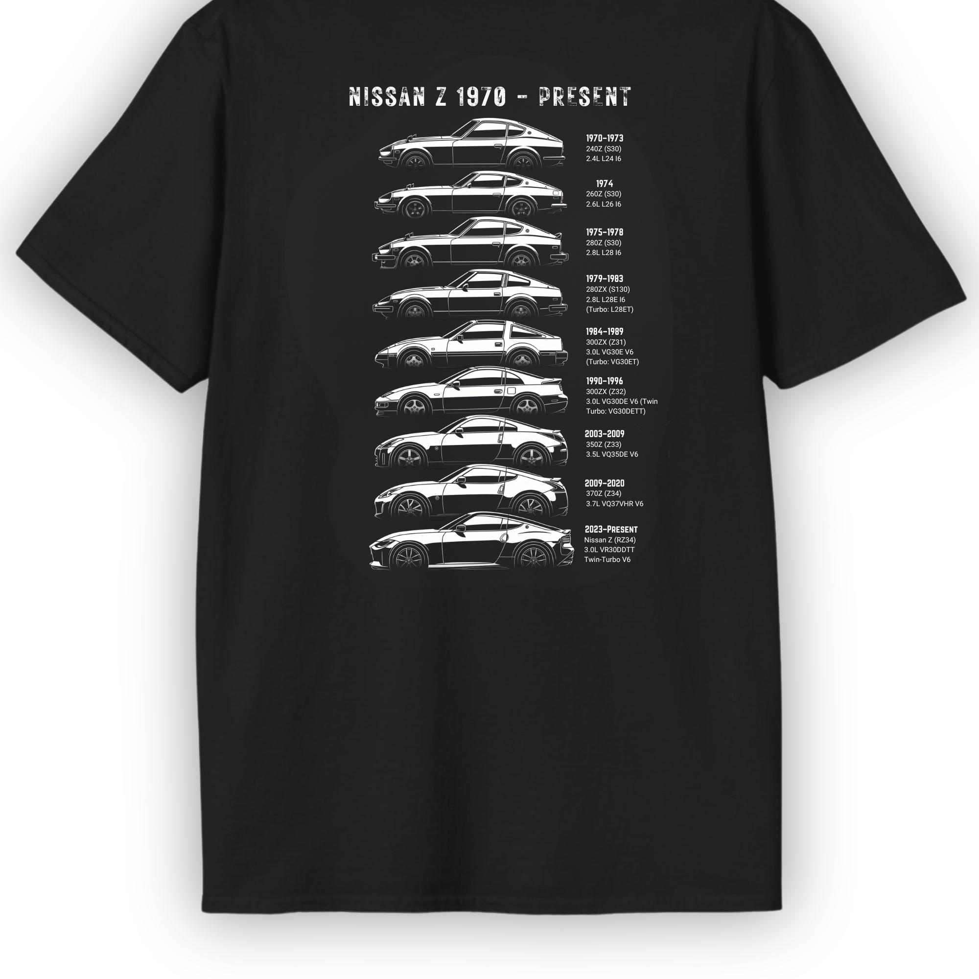 Nissan Z Generations Tee | 1970–Present Heritage Collection | JDM Streetwear Shirt Tuning Techniques
