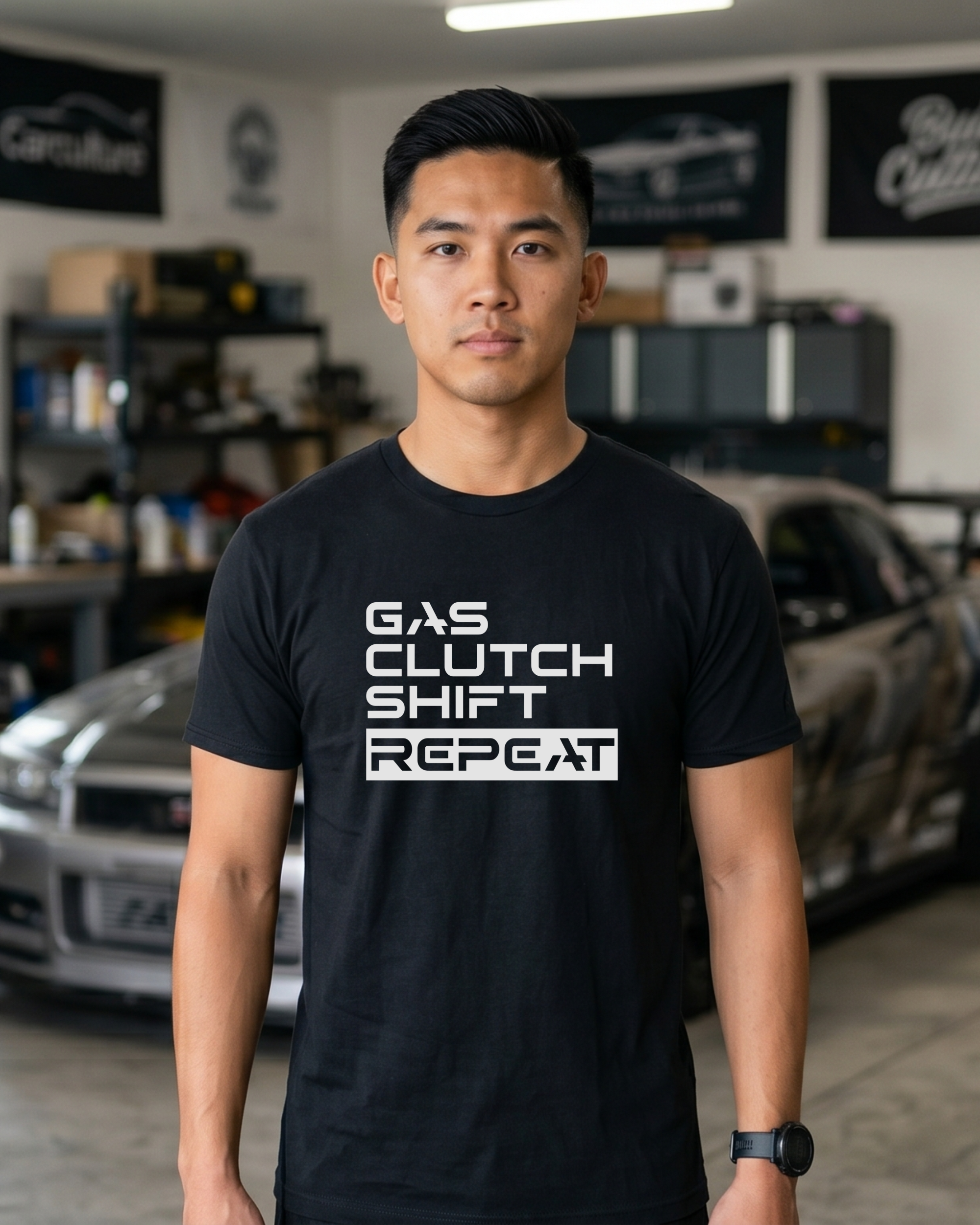 Gas Clutch Shift Repeat Tee | JDM Drift Culture Streetwear Shirt Tuning Techniques