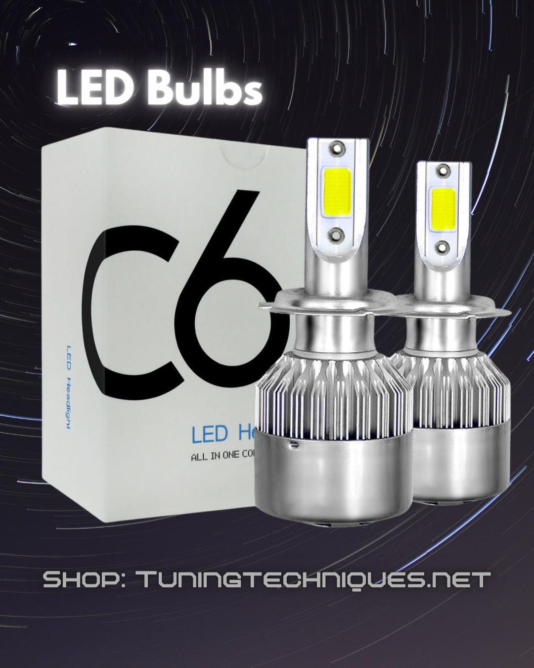 C6 High-Performance LED Light Bulb - 36W, 8000lm, 6000K