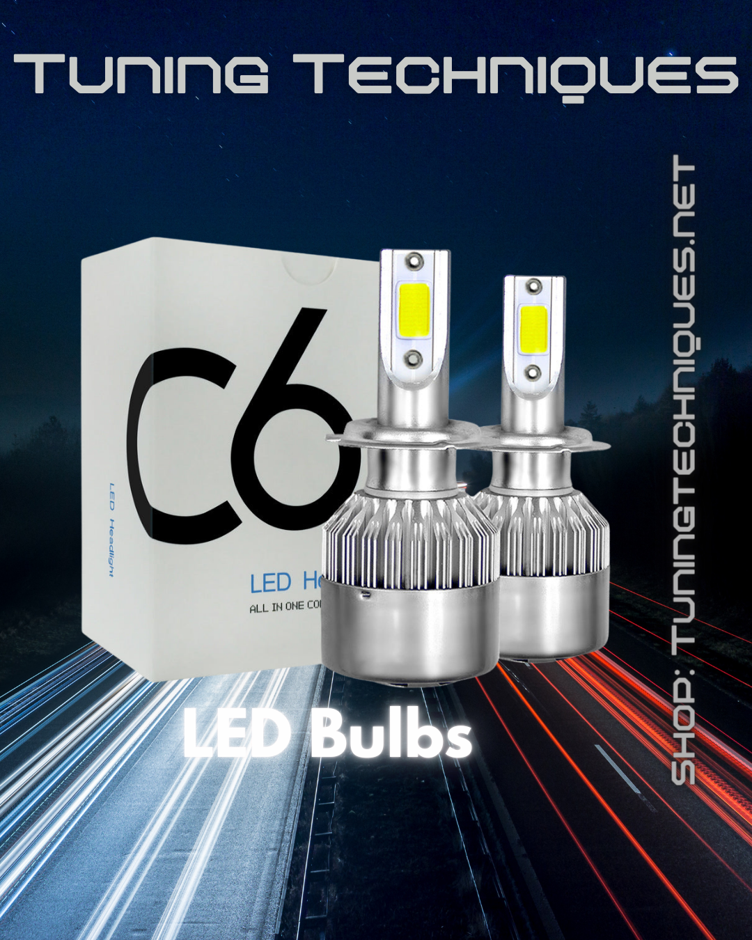 C6 High-Performance LED Light Bulb - 36W, 8000lm, 6000K