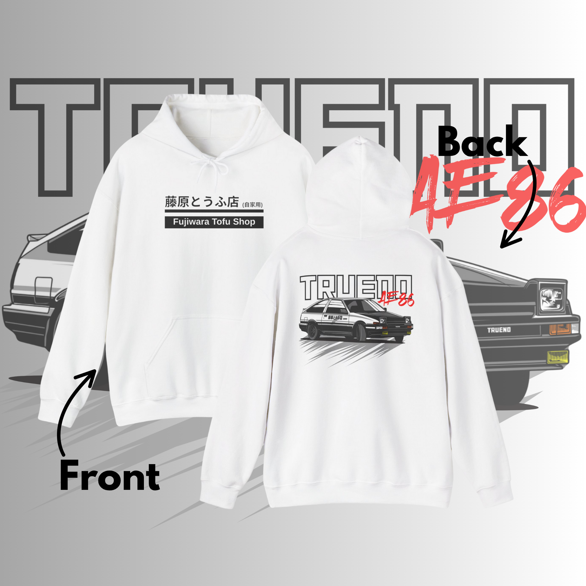 Fujiwara Tofu Shop AE86 Trueno Hoodie | Initial D Inspired JDM Streetwear | Drift Legend Car Hoodie | Japanese Touge Culture Pullover