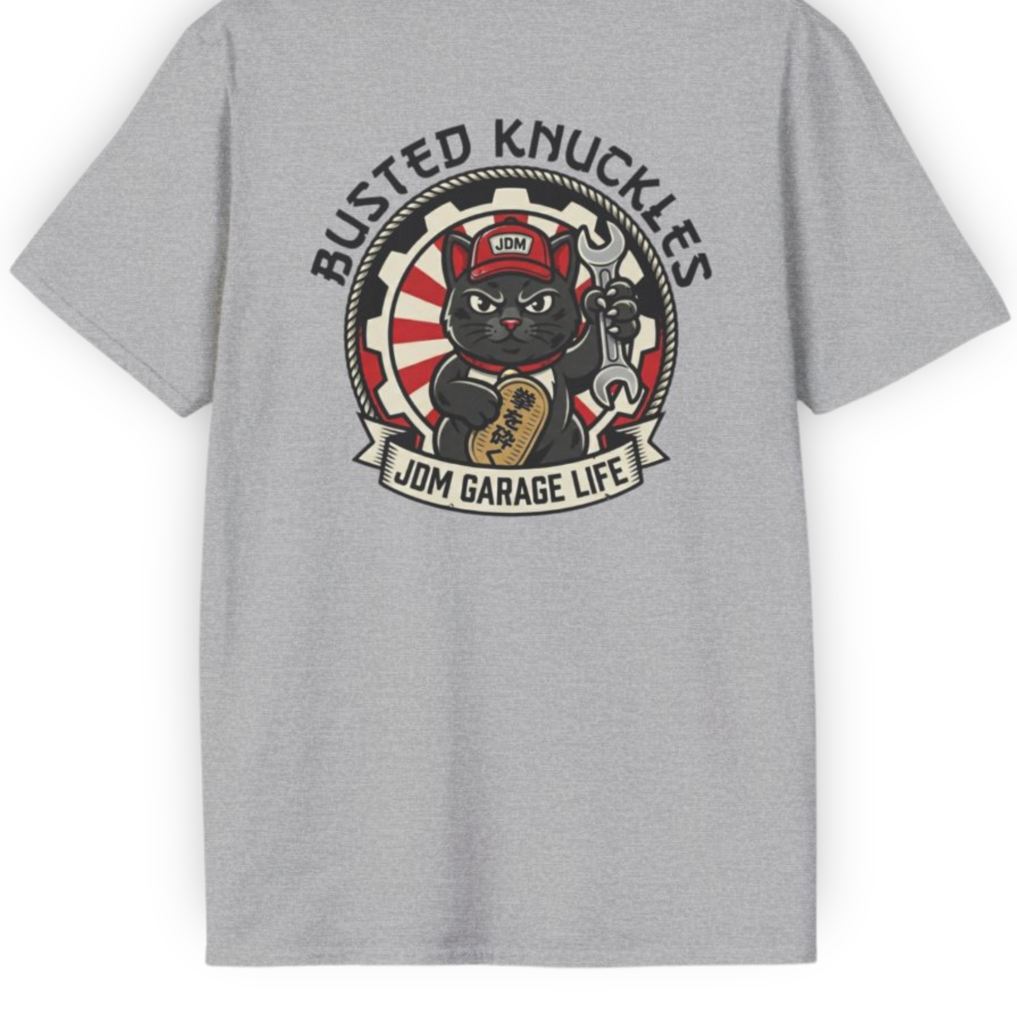 JDM Garage Cat Tee | Lucky Mechanic Streetwear Shirt Tuning Techniques