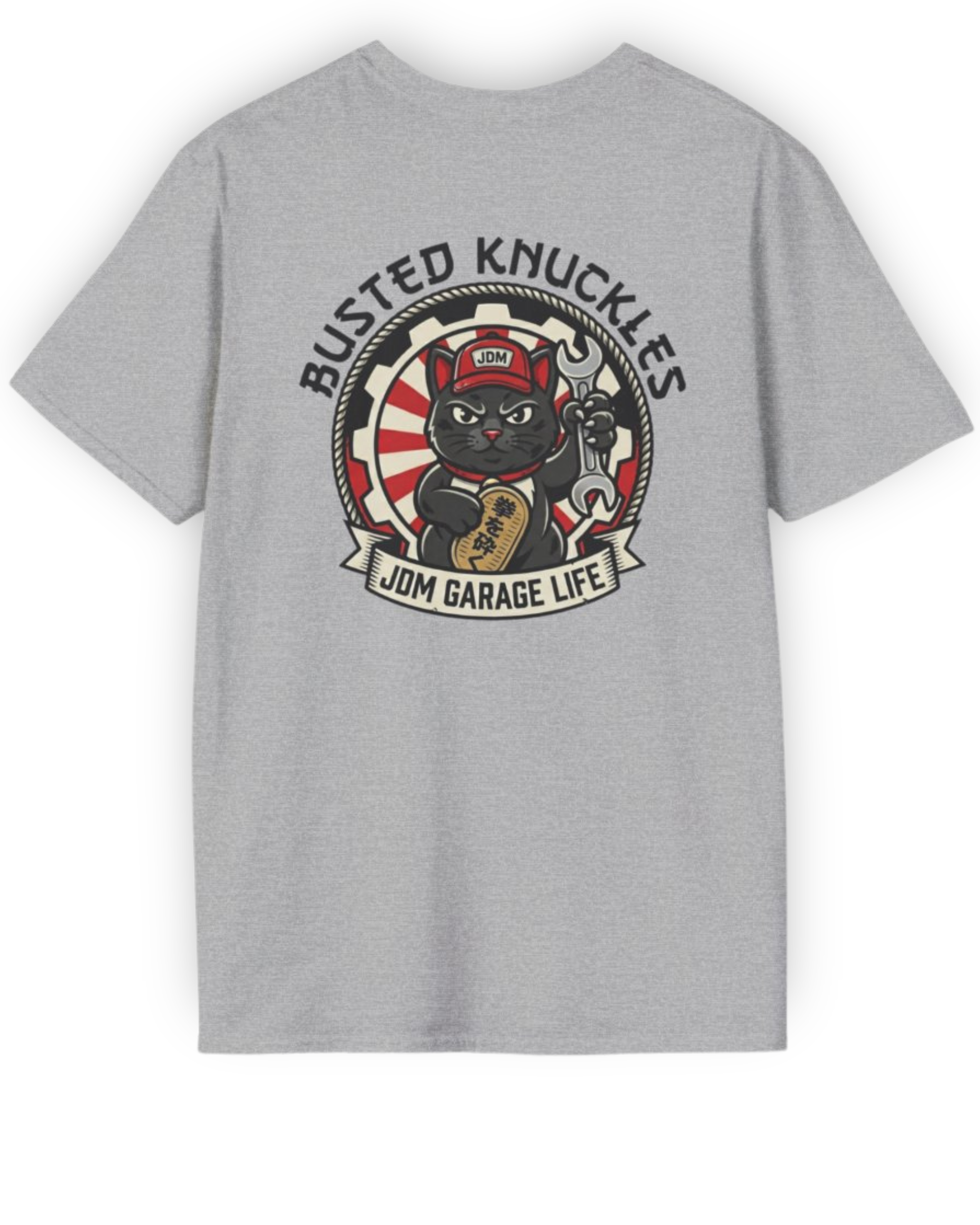 JDM Garage Cat Tee | Lucky Mechanic Streetwear Shirt Tuning Techniques