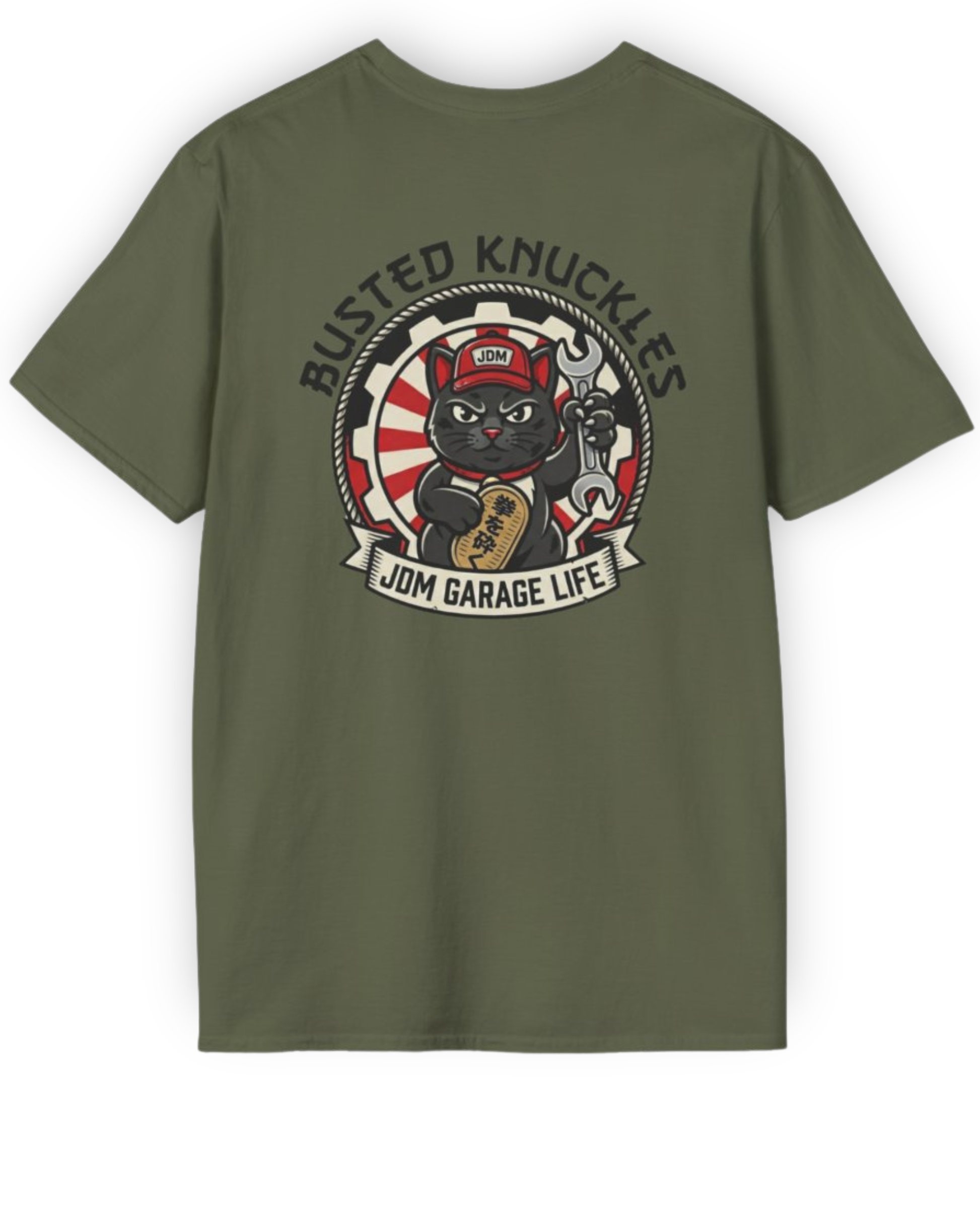 JDM Garage Cat Tee | Lucky Mechanic Streetwear Shirt Tuning Techniques