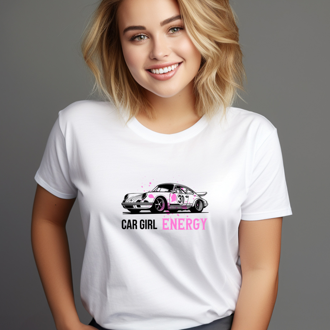 Car Girl Energy Porsche Style Shirt, 911 Drift Car Tee, JDM Racing Shirt Women, Pink Aesthetic Car Tee, Car Enthusiast Gift
