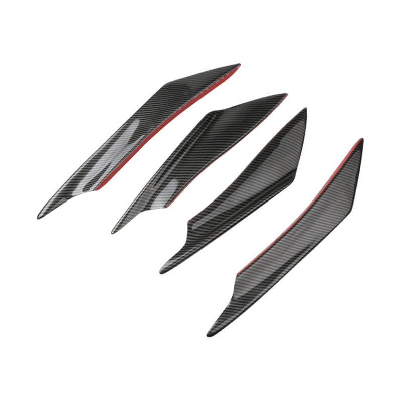 4pcs Universal Car Front Bumper Fins Body Splitter Spoiler Canards Black Carbon Fiber Print