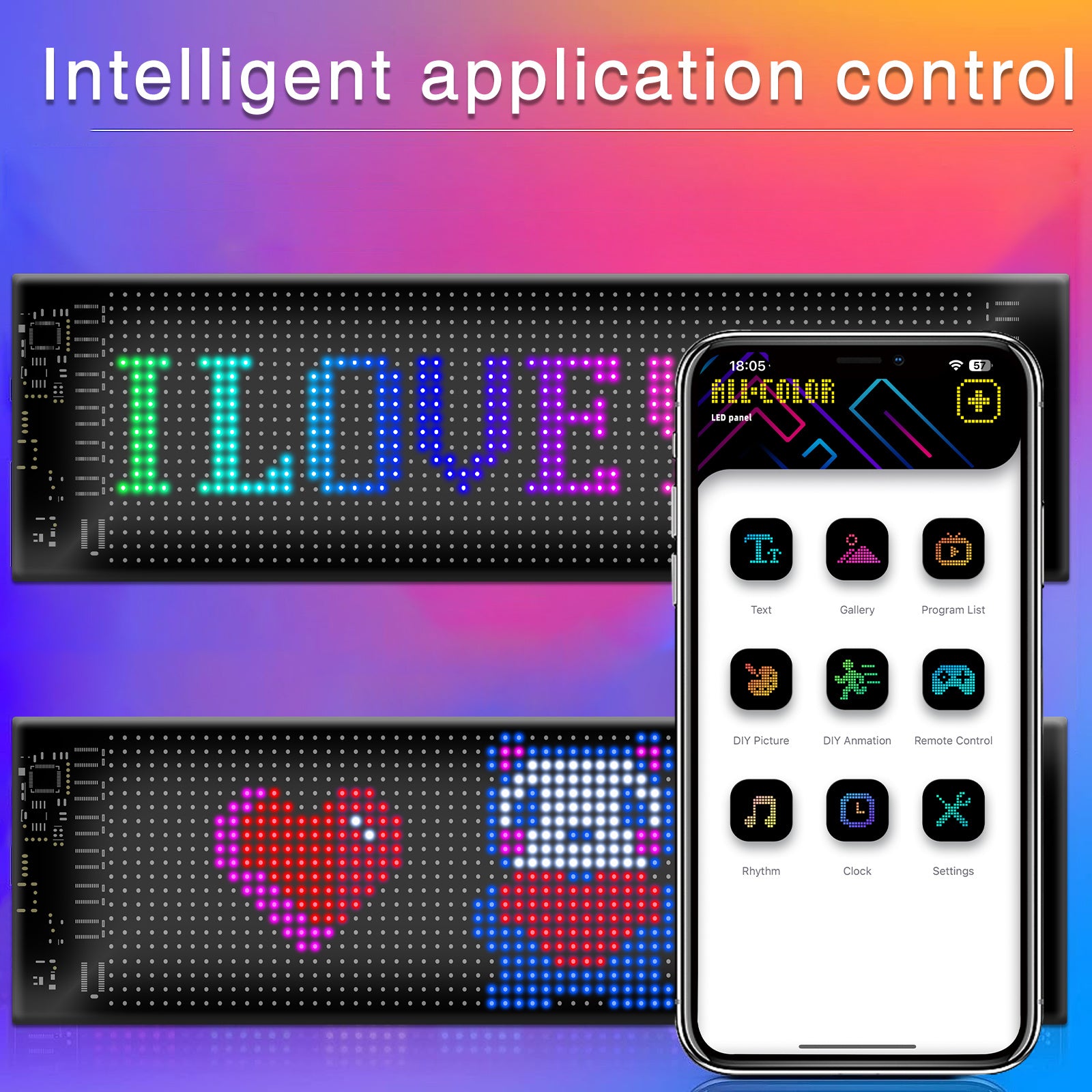 14" Programmable LED Pixel Display Panel – Scrollable Text & Animations for Events, Cars, and More