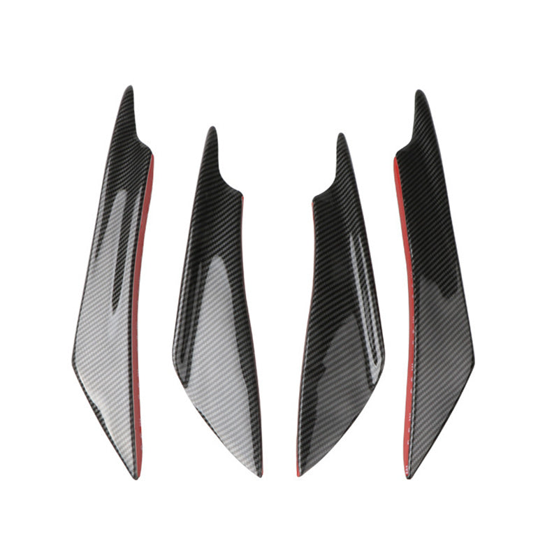 4pcs Universal Car Front Bumper Fins Body Splitter Spoiler Canards Black Carbon Fiber Print