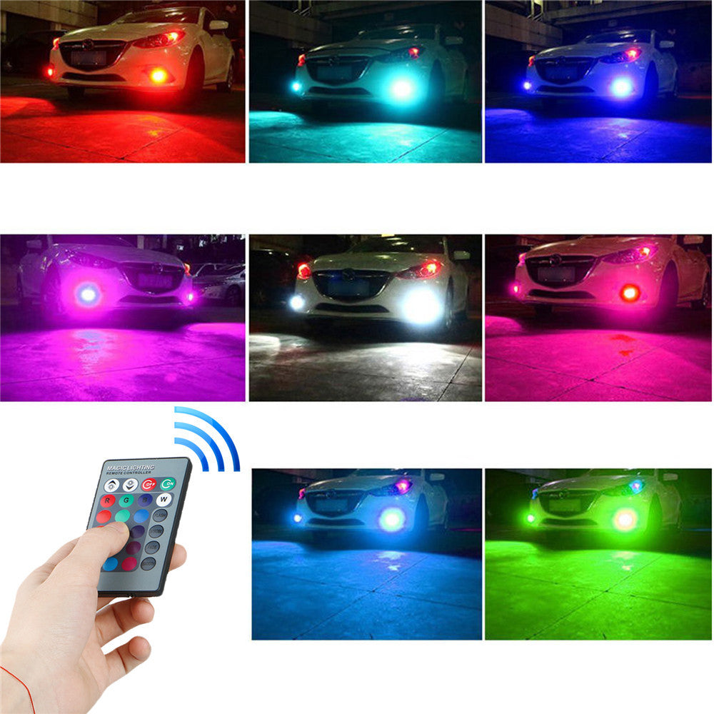 RGB LED Fog Lights – 27-LED Remote-Control Color Bulbs