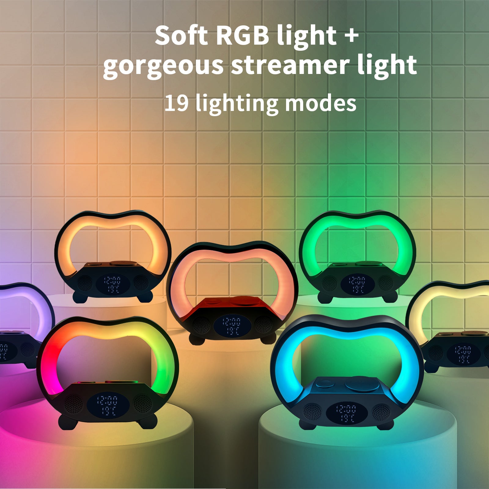 2025 New 6-in-1 Smart Bluetooth Charging Station – Wireless Charger, Speaker, Clock & RGB Lamp
