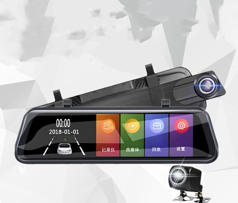 Streaming 10-Inch Full Screen Dual Recording Dash Cam with Rear Camera and Night Vision