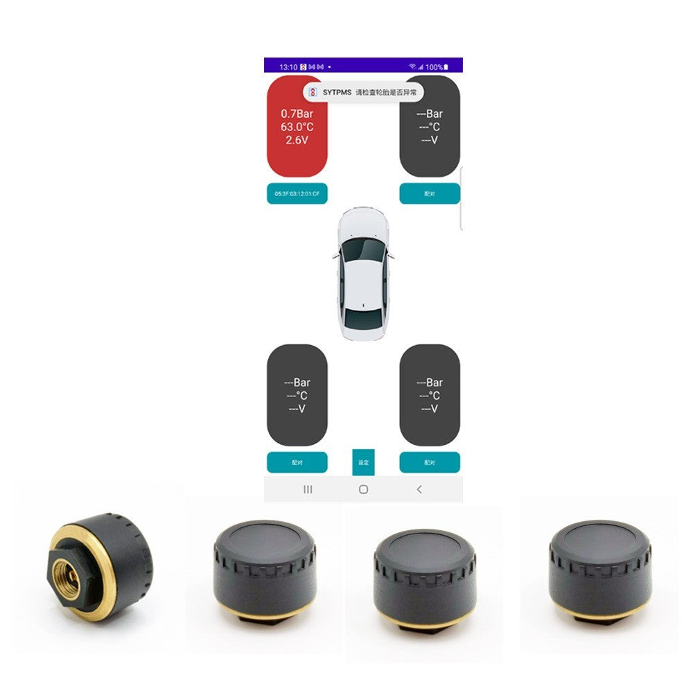 Bluetooth TPMS Tire Pressure Monitoring Sensors – 4-Pack, Wireless App Control, IP67 Waterproof