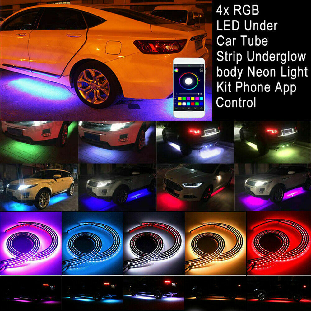 Colorful Sound-Activated LED Car Underglow Kit with Remote Control - Multi-Color Flexible Light Strips