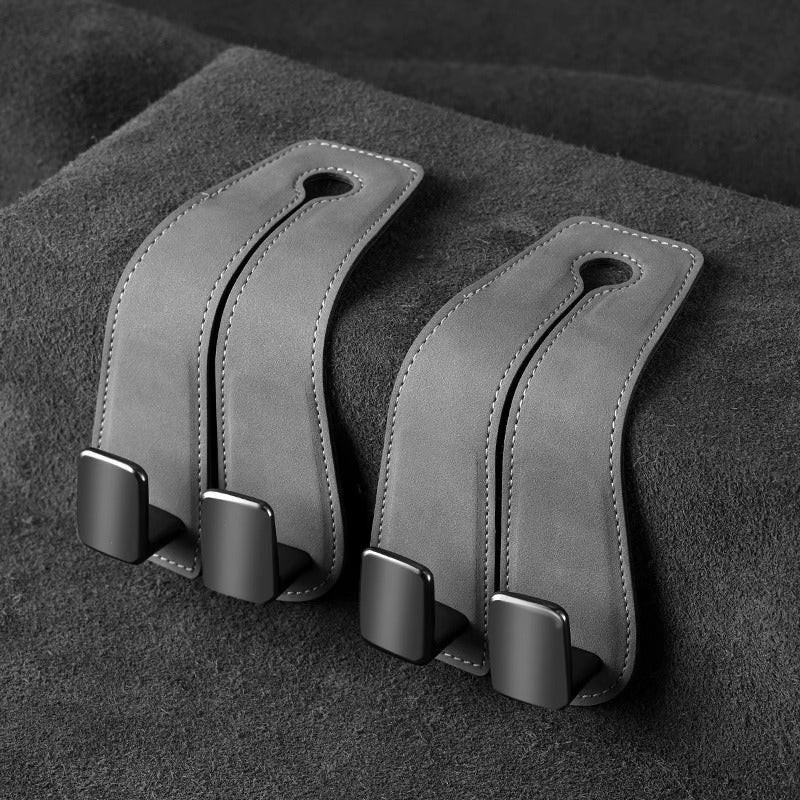 Designer Headrest Seat Hooks - Alloy and Suede Material